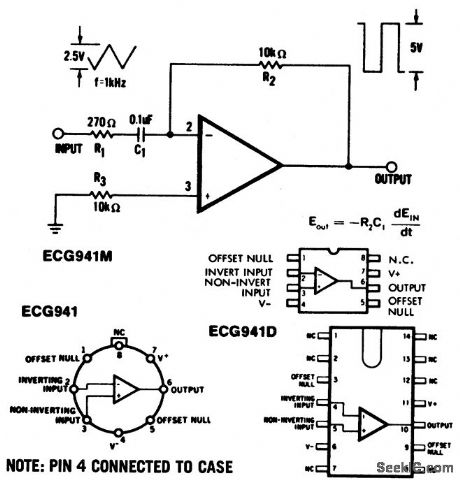 Simple_differentiator_using_an_ECG941_941D_941M_operational_amplifier