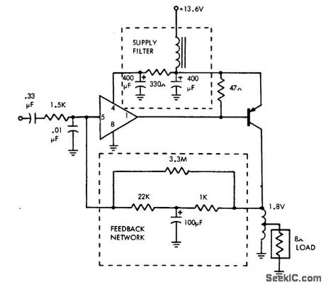 4_watt_AF_amplifier_using_an_ECG735_class_A_driver_and_an_ECG153_audio_output
