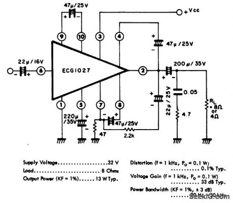 13_watt_AF_power_amplifier_designed_for_an_8_ohm_or_4_ohm_load