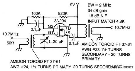 107_MHz_IF_amplifier_using_a_3N204_dual_gate_MOSFET