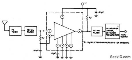 107_MHz_FM_wide_band_high_gain_IF_amplifier_limiter_using_an_ECG781_8_lead_TO_99
