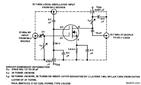 27_MHz_to_107_MHz_mixerfor_CB_operation_using_a_TIS148_dual_gate_MOSFET