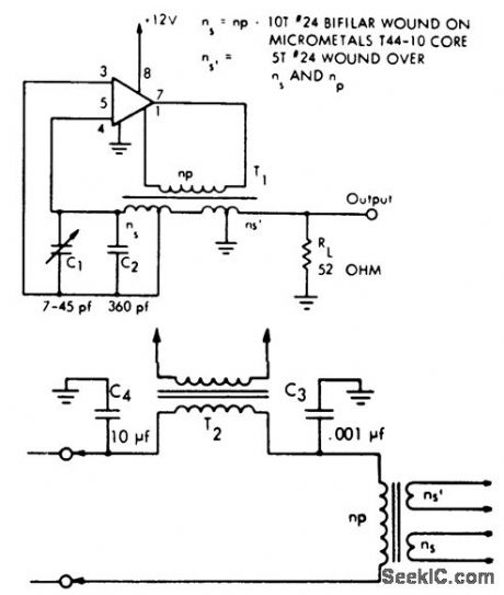 10_MHz_oscillator_using_a_single_ECG703A_chip_that_can_be_used_as_a_short_range_transmitter