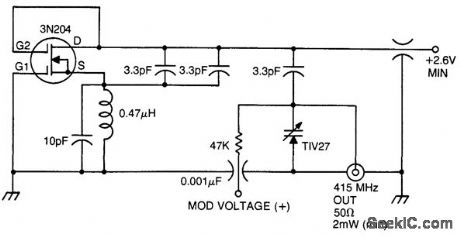 415_MHz_frequency_modulated_oscillator_using_a_3N204_dual_gate_MOSFET