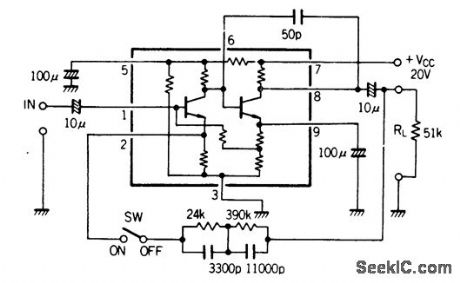 Low_noise_equalizing_amplifier_using_an_ECG1019_thin_film_hybrid_module