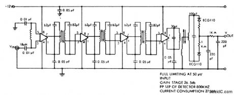 Complete_167_MHz_IF_strip_for_an_FM_tuner_using_four_ECG703A_chips