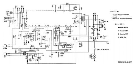 Complete_cassette_record_playback_circuit_using_an_ECG1110_16_pin_DIP_that_provides_2_watts_of_audio_power