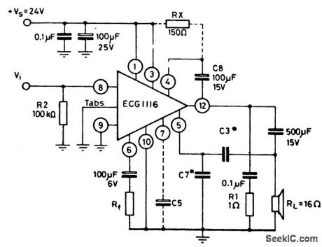 5_watt_AF_power_amplifier_with_16_ohm_load_connected_to_ground_and_using_bootstrap