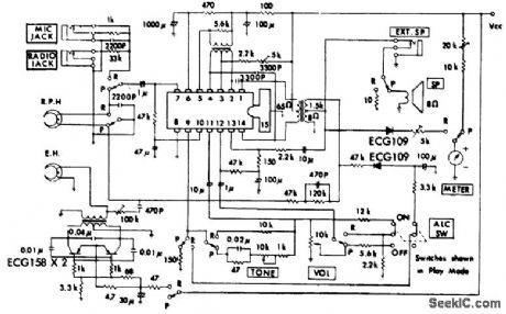1_watt_cassette_record_playback_amplifiers_using_an_ECG1095_14_pin_DIP