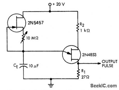 Time_delay_circuit_with_constant_current_charging_of_timing_circuit_using_a_UJT_and_JFET