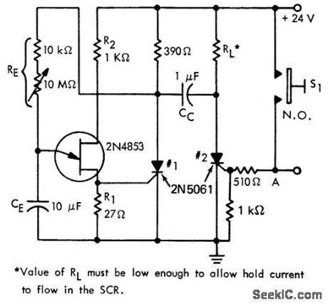Time_delay_circuit_using_a_UJT_and_two_SCRs