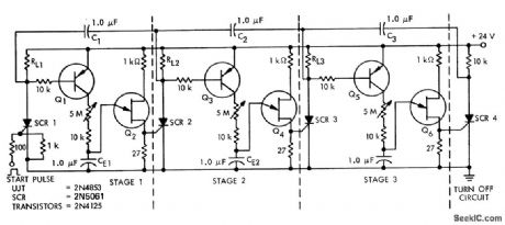 Sequential_UJT_SCR_timer_circuit