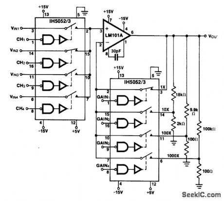 Programmable_gain_noninverting_amplifier_with_selectable_inputs