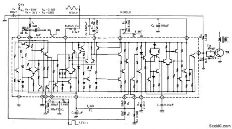 TV_horizontal_AFC_and_oscillator_with_sync_separator_for_positive_sync_using_an_ECG1086_16_pin_DIP