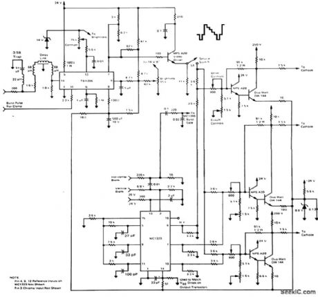 Color_TV_complete_video_amplifier_system_featuring_DC_contrast_and_brightness_DC_restorer_for_black_level_clamping_ganged_contrast_and_color_controls_and_ABL