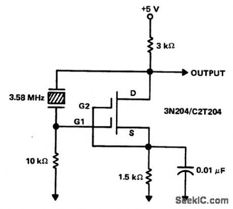 Color_TV_358_MHz_crystal_oscillator_using_adual_gate_MOSFET