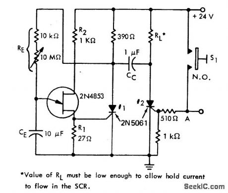 SIMPLE_TIME_DELAY_CIRCUIT_USING_TWO_SCRs