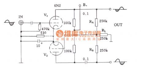 Common-anode loaded inverter circuit of tube