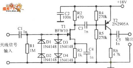 Broadband short-wave amplification circuit diagram
