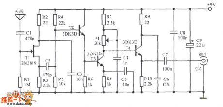 A short-wave signal amplifier circuit diagram