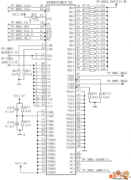 HY5PS121621BFP external interface connection circuit diagram