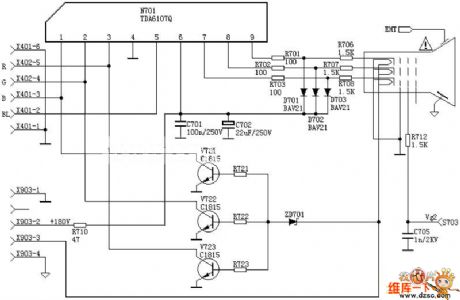 Common TDA6108 video amplifier circuit