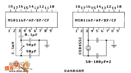 M50116P/AP/BP/CP oscillator connection circuit diagram