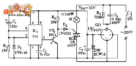 Delay energy-saving lighting circuit diagram