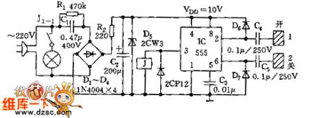 555 touching desk lamp switch circuit diagram