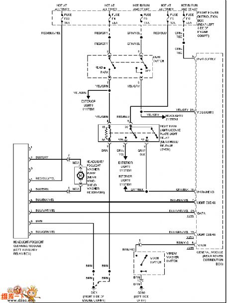 BMW headlight and fog cleaner circuit diagram