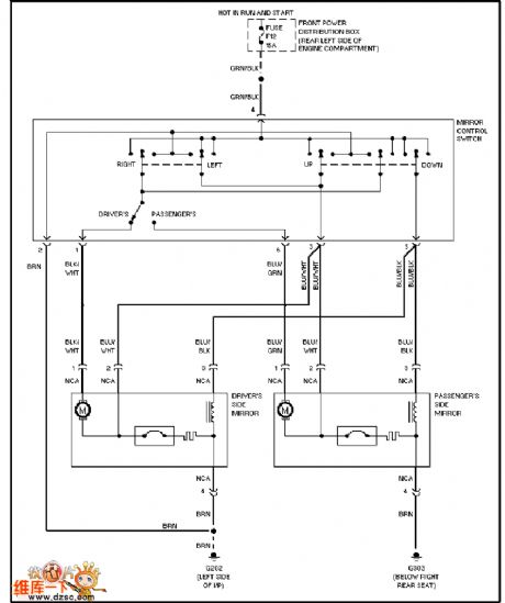 BMW electric rearview mirror circuit diagram