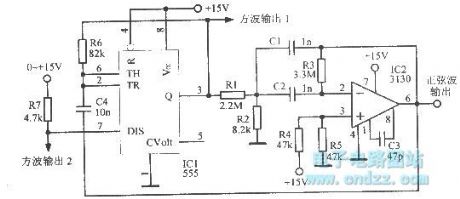 lkHz sine wave -square wave oscillator