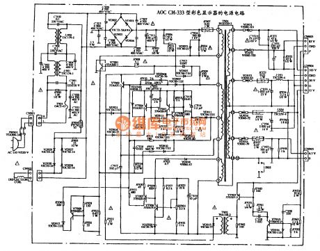 The power supply circuit diagram of AOC CM-333 color display