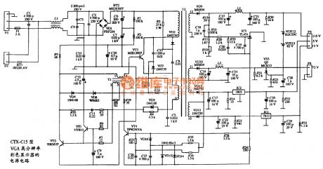 The power supply circuit diagram of CTX-C15 VGA high-resolution color display