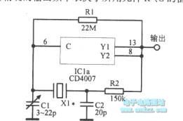 The crystal oscillator circuit using CNOS inverter