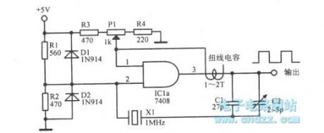 lMHz oscillator using a TTL gate