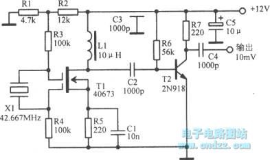 42.667MHz FET oscillator circuit