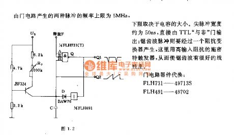 The pulse generator circuit with sharp pulse and sawtooth pulse