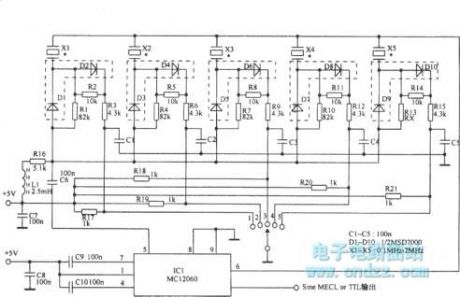 The frequency variable crystal oscillator using switching diodes
