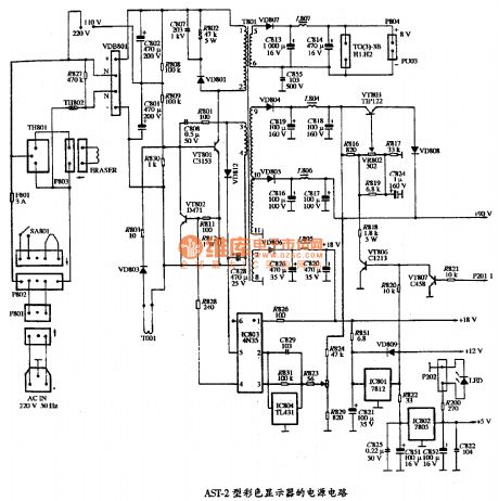 The power supply circuit diagram of AST-2 color display