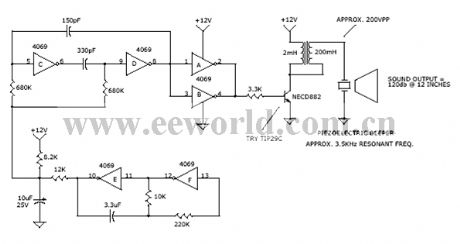 120db sweepfrequency alarm circuit