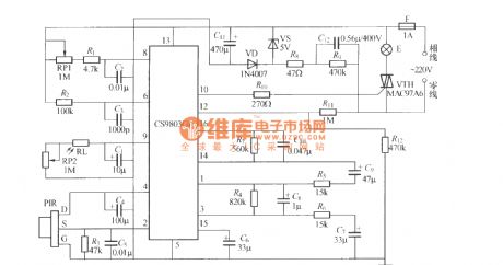 Pyroelectric infrared induction automatic lamp circuit 4(CS9803GP)