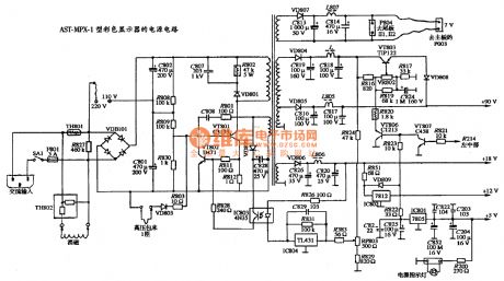 The power supply circuit diagram of AST MPX-1 color display