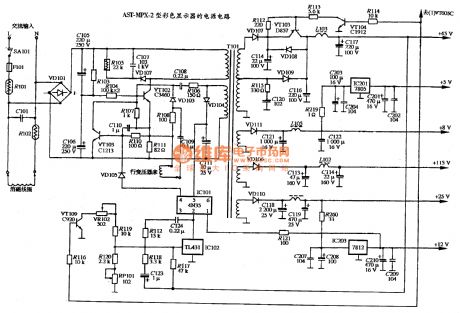 The power supply circuit diagram of AST MPX-2 color display