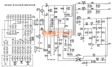 The power supply circuit diagram of AST ECDI-I VGA color display