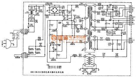 The power supply circuit diagram of AOC CM-313 color display