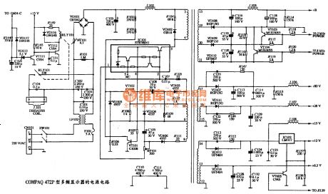 The power supply circuit diagram of COMPAQ 472P multi-frequency monitor