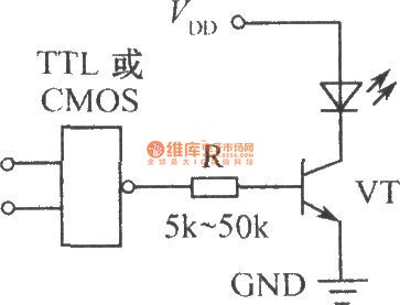 The flashing LED controlled by digital IC