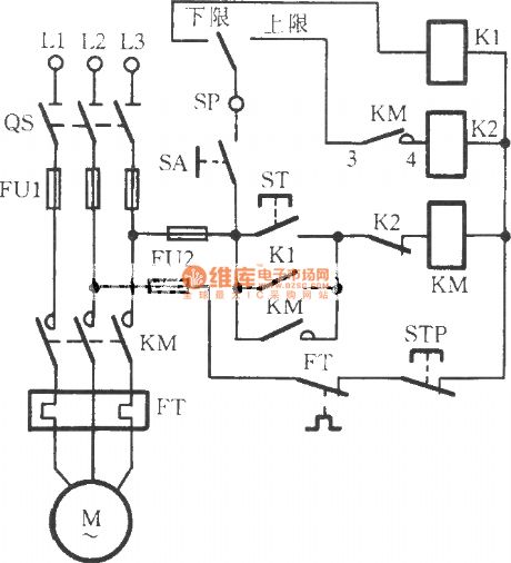 The automatic controlling circuit of electric contact pressure gauge connecting intermediate relay