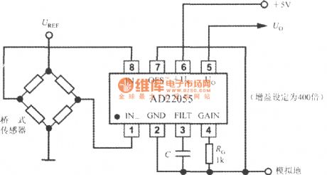 The typical application circuit of bridge sensor signal amplifier AD22055